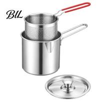 Small Stovetop Fry Pot for Home Stainless Steel Deep Fryer with Frying Basket And Clip, Compact Oil Convenient Pouring Spout Filter Pot, Durable 1700ML C