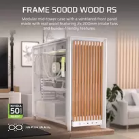 Corsair Microsystems Corsair FRAME 5000D WOOD RS, Midi Tower korpusas, PC, Riešutas, Balta, ATX, EATX, micro ATX, Mini-ITX, Plastikas, Plienas, Grūdintas stiklas, Žaidimams