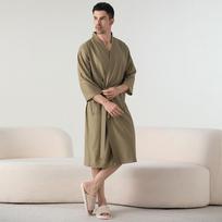 Vėsinantis Lengvas Chalatas Moterims Vyrams Pižama V formos iškirpte Minkštas Patogus Namų Chalatas Unisex XXXL brown