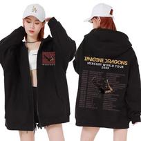 Imagine Dragons Loom Tour Graphic Zipper Hoodies Men Women S juoda