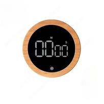 Rotary Circular LED Electronic Timer with Wood Grain, Digital Countdown Tool for Baking and Kitchen Cooking