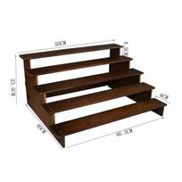 Solid Wood Display Riser with Stepped Shelves Compact Wooden Tiered Rack
