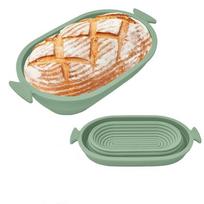 Karščiui atsparus raugo duonos kepimo dubuo Silikoninis duonos fermentavimo krepšelis Duonos gaminimas Oval Green