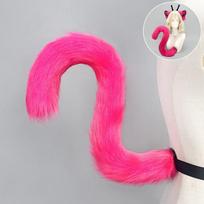 Žalias ateivių katės ausų lankelis su uodegos rinkiniu Cosplay Anime Konvencijos Kostiumo Aksesuaras Pliušinis gyvūnas Teminis Alien Cat Tail - Burgundy pink