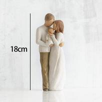 Unique American Family Resin Art Sculpture Charming Wedding Gift For Home Office Couple Holding Child gray
