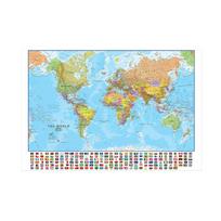 With Political The World Map National Flags Canvas Painting Wall Art Poster School Supplies Living Room Decor Geography Matches the image,225cm*150cm(Non-woven)
