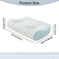 Ergonomic Memory Foam Neck Pillow Ear Piercing with Holes Breathable Soft Support šviesiai mėlyna spalva