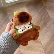 Cute Capybara Earphone Bag Shockproof Cartoon Bluetooth Earbuds Case Plush Gift Keychain for Airpods1-2 brown