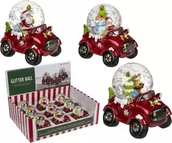 Hobilt Kalėdinis sniego burbulas su automobiliu, 7 cm dekoracija