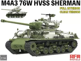 M4A3 76W HVSS Sherman modelis su interjeru, skaidri versija 1/35 RFM-5162