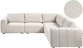 Beliani Modulinė kampinė sofa 5 vietų KIVVIK, bouclé, lūžinė balta, kairinė