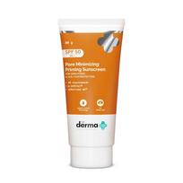 The Derma Co poras mažinantis gruntas su apsauga nuo saulės SPF 50 PA+++ Visiems odos tipams Su riebalų kontrole ir nepaliekantis baltumo 80g orange