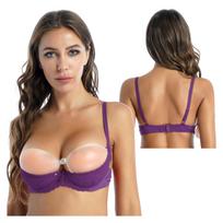 Didelio dydžio nėriniuotos liemenėlės moterims Sexy apatinis trikotažas Push Up Brassiere moteriškas apatinis trikotažas S violetinė
