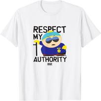 South Park Cartman Respect My Authority T-Shirt XXXXL balta