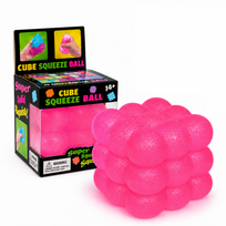 Antistresinis squishy kubas, minkštas sensorinis žaislas kubas - rožinis