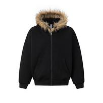 2026 m. Premium Retro Kailiniu Apykakle Hoodie Megztinio Striukė Vyrams ir Moterims - Rudens Madingi Poros Drabužiai Extra Large juoda