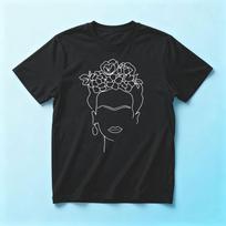 Frida Face Line Art Shirt Frida Kahlo Salute and Remember The Clothing Frida Kahlo Portrait T-shirt Simple Casual Women Tee Tops XS gray