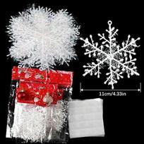 120 vnt. dideli Kalėdų snaigės papuošalai Baltos kabinamos snaigės ornaments Žiemos vidaus lauko Kalėdų eglutės langų dekoras Snowflake glue&30PCS red