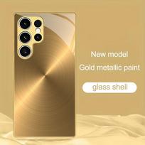 Vortex texture metallic paint glass phone case suitable for Samsung Galaxy S26 S25 S24 S23 S22 S21 S20 FE/Ultra/Plus anti drop GalaxyS26Ultra beige