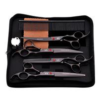 1Set Pet Cat Dog Hair Grooming Scissors Dog Grooming Kit for Dogs and Cats juoda
