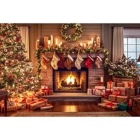 White Christmas Tree Fireplace Photography Background Vinyl Backdrops for Children Baby Family Party Photoshoot Photo Studio 47.2x31.5inch/120*80cm black