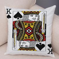 Classic Playing Card Cushion Cover Jack Queen King Illustration High Detail Print Soft Square Pillow Home Decor Accessoryxcm 45cmx45cm(18x18Inch) black