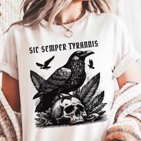 Raven Sic Semper Tyrannis Comfort Colors® Tshirt No Gods No Masters Anarchy No Kings FDT Anti Oligarchy Fascist Authoritarian Protest Shirt 120 black