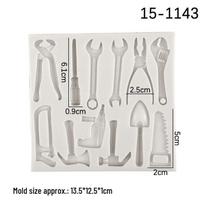 Silicone Fondant Cake Decoration Molds - Shaped Like Wrench, Pliers, Drill, Hammer, Saw
