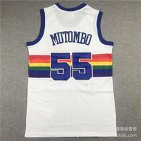 Embroidered Denver Nuggets 55 Dikembe Mutombo Basketball Jersey Men Women Sportswear Medium