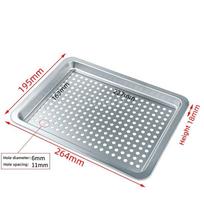 304 Stainless Steel Steamer Tray Kitchen Oil Draining Pan Rectangular Perforated Tray Commercial Oven Steamer Liner Steaming Pan gray