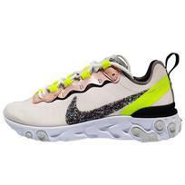 Nike Womens React Element 55 Premium 'Light Soft Pink Volt' (women's sizes) Light Soft Pink / Black / Volt / Atmosphere Grey Running Shoes 37.5 gray