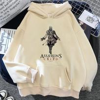 „Assassins Creed“ gobtuvo atspausdinti moteriški laisvalaikio mados marškinėliai su gobtuvu ilgomis rankovėmis, megztiniai, dideli unisex drabužiai S gray