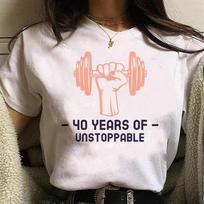 40 Ans 40th Years Birthday t shirt women Y2K Japanese Tee female graphic comic clothing XS gray