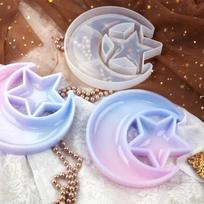 Handmade Molds New Diy Crystal Epoxy Resin Star Moon Plate Dish Storage Box Silicone Mirror Molds Accessories Decor Crafts balta