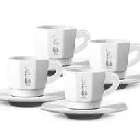 Bialetti RTATZ402 Espresso puodelių rinkinys, 4 vnt., baltas porcelianas, 75 ml