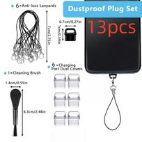 13-Piece Type-C Phone Earphone Universal Dust Plug Set, Phone Usb-C Dust Cover, Comes with 6 Lanyards and 1 Cleaning Brush, Daily Care Kit for Phones For Type-C balta