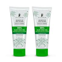 PILGRIM 99% grynas alavijo gelis 200 ml x 2 vnt. pakuotė su vitaminu E ir B5 veidui ir plaukams drėkinti & minkštinti white