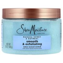 SheaMoisture, Gentle Exfoliating Shea Butter Scrub, Manuka Honey, and Oatmeal, 12 oz (340 g) blue