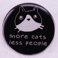 More Meows Less Humans Cat Cult Brooch gray
