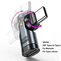 AUFU PD240W USB C į Type C OTG adapteris 540 laipsnių pasukimas 5A greito įkrovimo kabelio keitiklis 16 colių MacBook Samsung nešiojamajam kompiuteriui gray
