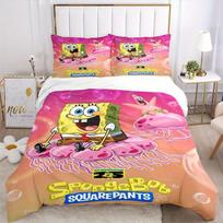 3pcs SpongeBob Jellyfish Cloud Bedding Set - Includes 1 Quilt Cover and 2 Pillowcases, Comfortable Bedding with Stylish Design for Bedroom, 155x200cm pink