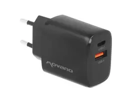 MOVANO GaN 30W USB-C PD + USB-A sieninis įkroviklis (juodas)