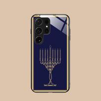 Žydiškas Hanukos mobiliojo telefono dėklas Samsung Galaxy A56 55 54 53 52 51 36 35 34 23 16 15 5G Stiklinis Spalvingas Dangtelis Dangtelis Prabangus Galaxy A52s 5G gray