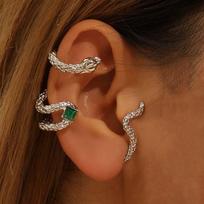 1Pcs Hiphop Punk Snake Shaped Ear Cuff Earring for Women Exaggerated Silver Color Animal Ear Clip Earrings Jewelry Accessories brown