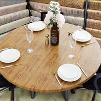 40-44 In PVC Tablecloths Elastic with Flannel Backing Waterproof Table Covers Wood Grain Dirt Resistant Small Round Tablecloth beige