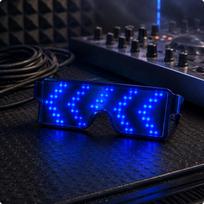 LED akiniai, keičiantys spalvas, dinamiškas ekranas, daugkartiniai mirksintys akiniai nuo saulės žaidimų renginiams, mėlyna