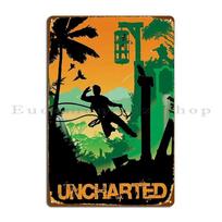 Uncharted Game Art Classic Metal Sign Wall Decor Rusty Living Room Classic Iron Tin Sign Poster 30x40cm(11.8x15.7inch) orange