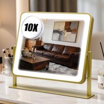 Rotatable HD LED Makeup Mirror with Light Metal Frame 300*250mm auksas