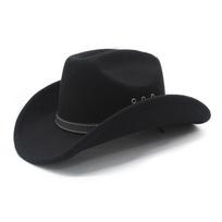 Western cowboy hat men's and women's fashion one-word top right angle warped edge woolen top hat ethnic style Tibetan cowboy hat M（56-58cm） juoda