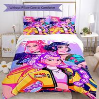 3pcs KPop Demon Hunters Bedding Set Duvet Cover Closure Includes 1 Duvet Cover & 2 Pillowcases, Soft and Comfortable for All Seasons. 140cmx210cm